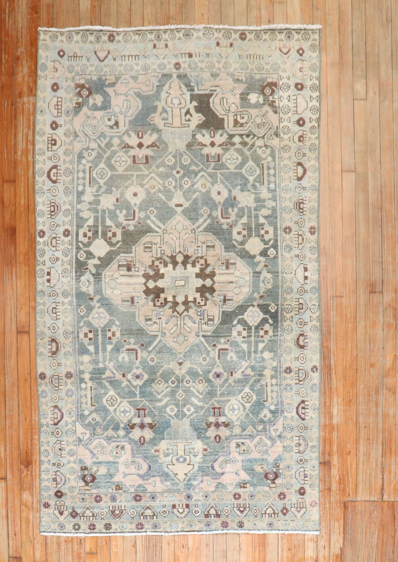 4' 2" x 7' 3" Vintage Malayer Persian Accent Rug: 4' 2" x 7' 3" Vintage Malayer Persian Accent Rug Vintage Persian Malayer accent rug dating to the second quarter of the 20th century. This pre-owned rug features the traditional Malayer style. Specifi