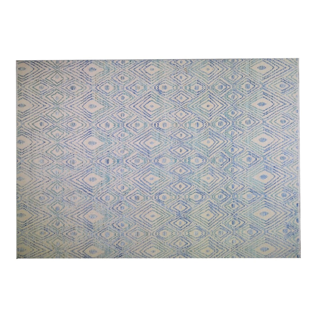 Hand-Knotted Wool Area Rug Sheba Design 9'9 x 13'9 Blue: Hand-Knotted Wool Area Rug Sheba Design 9'9 x 13'9 Blue This Moroccan Sheba rug is hand-knotted from wool using traditional rug-making techniques. The rug features a rich blue color and a soft, durabl