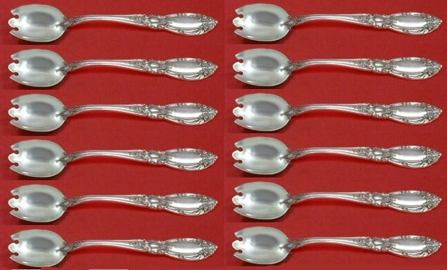 Towle King Richard Sterling Silver Dessert Forks Set of 12 Custom 5 3/4": Towle King Richard Sterling Silver Dessert Forks Set of 12 Custom 5 3/4" This exquisite set of 12 custom-made ice cream or dessert forks showcases the elegant King Richard pattern by Towle. Crafted fr