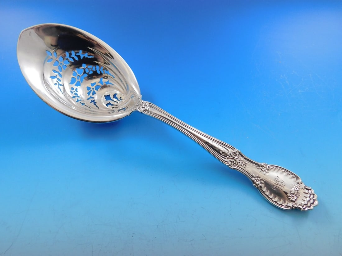 Tiffany & Co. Richelieu Sterling Silver Ice Spoon 9 1/4" Monogrammed: Tiffany & Co. Richelieu Sterling Silver Ice Spoon 9 1/4" Monogrammed This exquisite Richelieu ice spoon by Tiffany & Co. is crafted from high-quality sterling silver. Measuring 9 1/4 inches, this serv