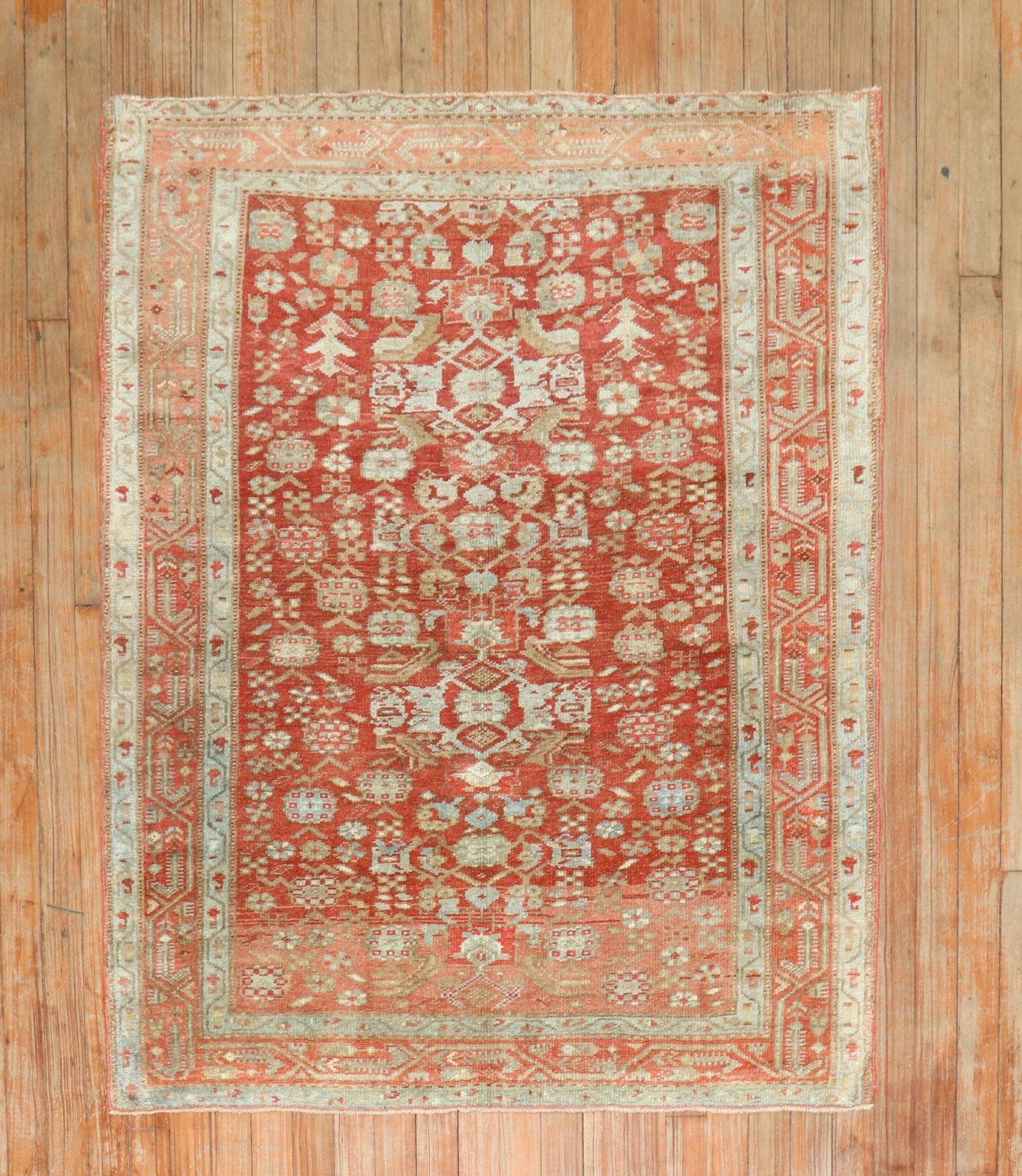 3' 6" x 4' 4" Square Persian Malayer Scatter Rug: 3' 6" x 4' 4" Square Persian Malayer Scatter Rug Pre-owned Persian Malayer scatter rug from the 1930s in red tones. This small square rug offers a classic Malayer design and is well suited for compact