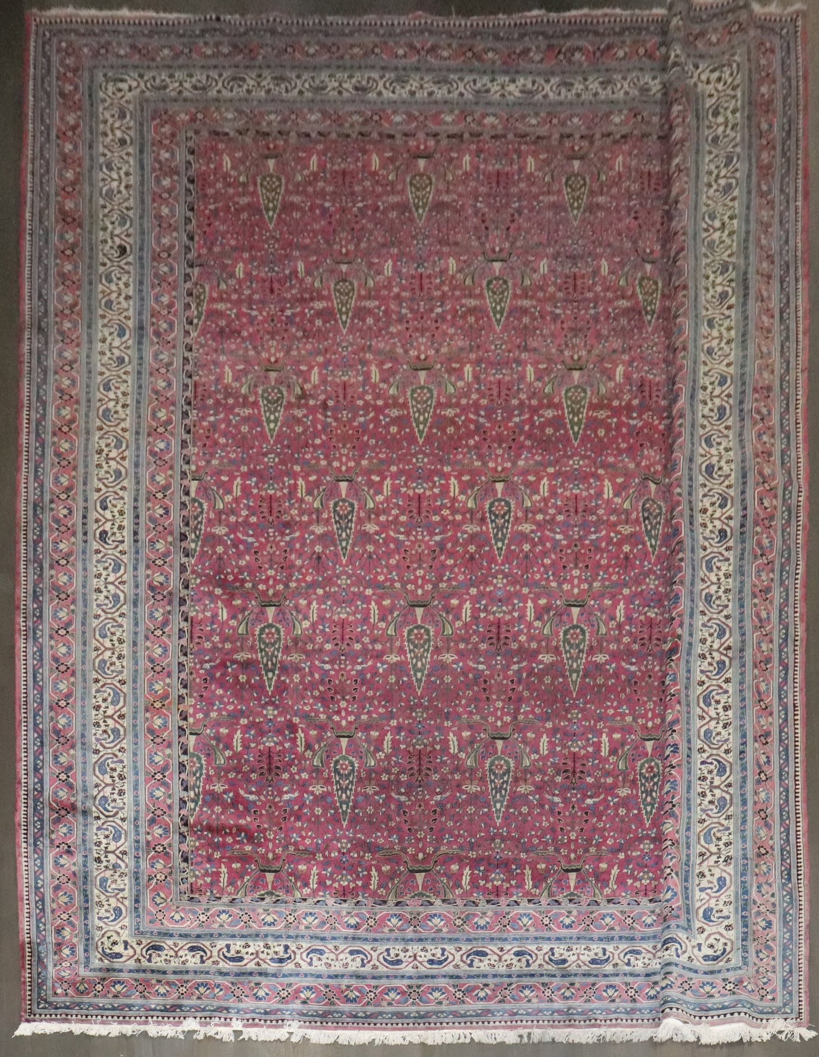 13' x 17' 4" Indian Larestan oversize rug plum: 13' x 17' 4" Indian Larestan oversize rug plum Vintage early 20th century Indian Larestan rug in a predominant plum color. This size-adjusted oversize rug is pre-owned. Specifications Type: Indian, La