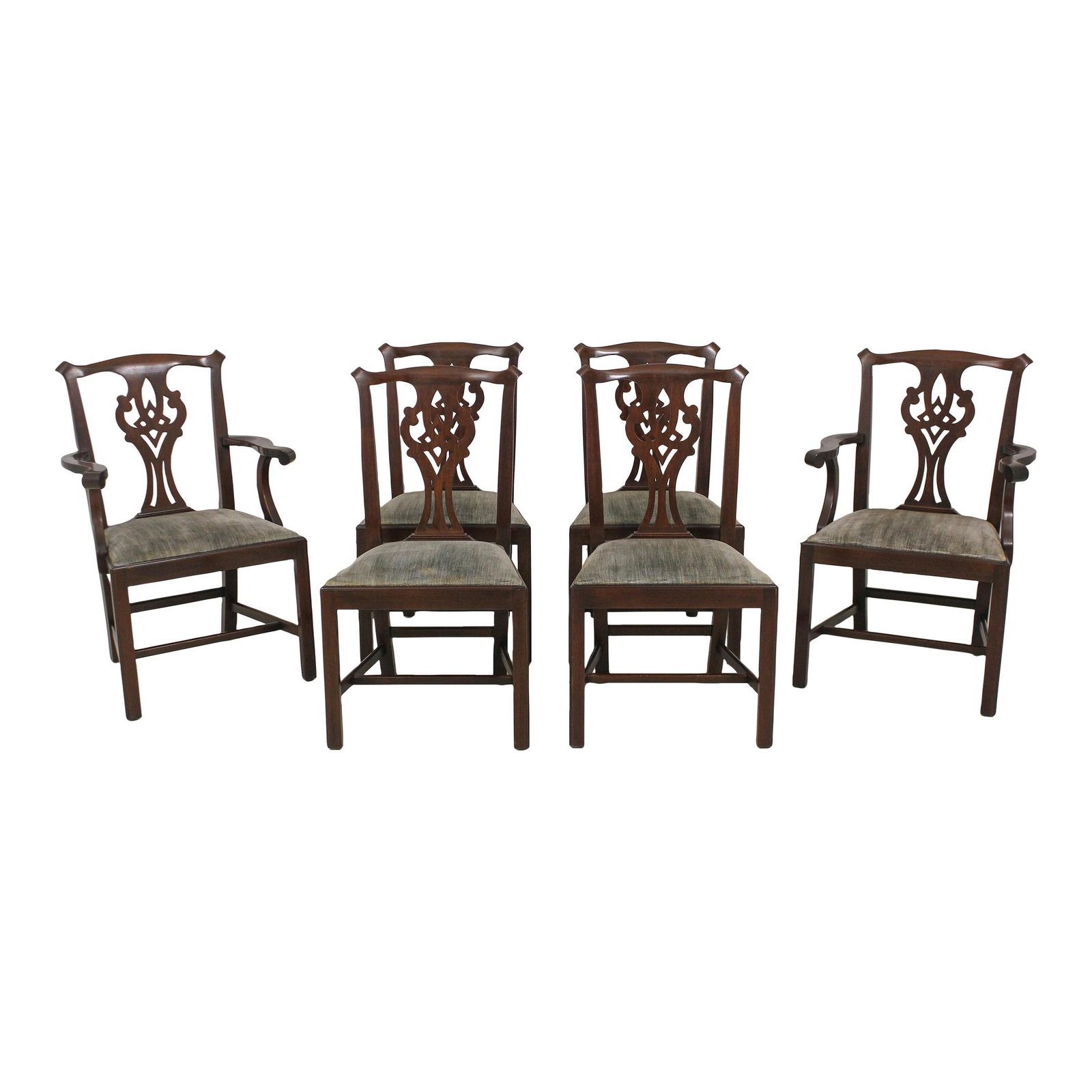 Set of 6 Henkel Harris Model 101 Mahogany Chippendale Chairs: Set of 6 Henkel Harris Model 101 Mahogany Chippendale Chairs This exquisite set of six Henkel Harris Model 101 dining room chairs showcases the timeless elegance of Chippendale design. Crafted from hi