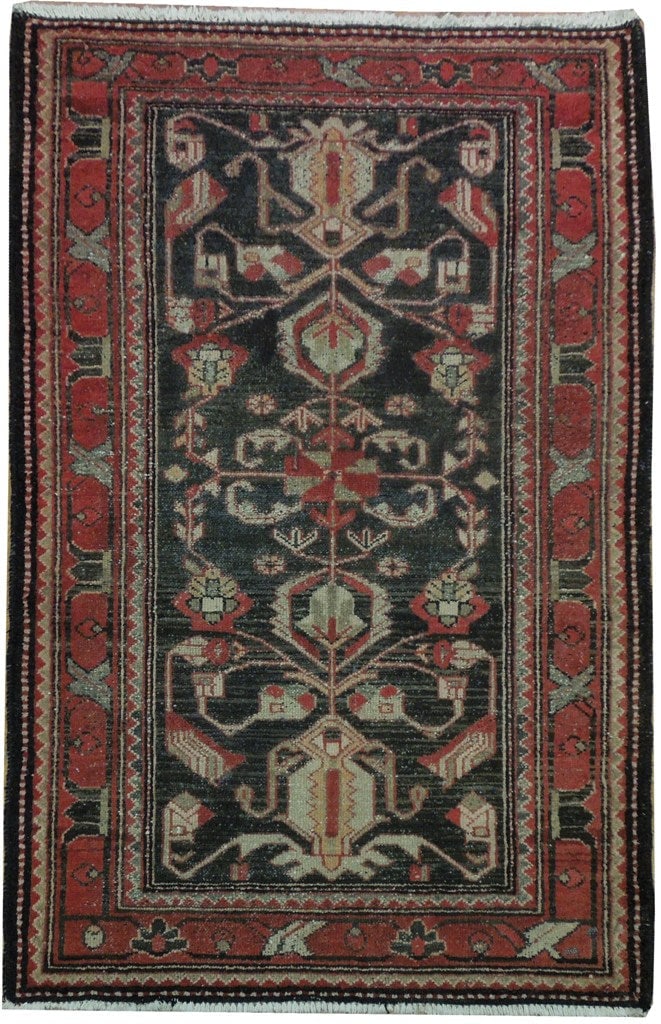 3.6 x 5.3 Black Red Antique Persian Hand-knotted Rug: 3.6 x 5.3 Black Red Antique Persian Hand-knotted Rug Free continental US Shipping Discover the beauty of this exquisite Black Traditional Hand-knotted Antique Persian Rug, expertly crafted by skilled 