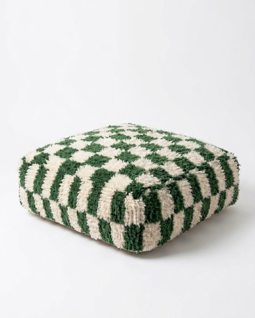 Handwoven Beni Ouarain Wool Pouf Ottoman Unstuffed Moroccan Cover (1 of 7)