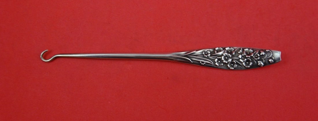 Sterling Button Hook Flora Pattern with Forget Me Not by Shiebler 6 Inch (1 of 2)