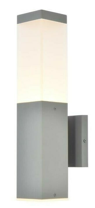 Living District Raine Silver Outdoor Wall Light 16 inch: Living District Raine Silver Outdoor Wall Light 16 inch This modern outdoor wall sconce features a sleek silver finish and is designed for both indoor and outdoor use, such as patios, porches, walkway