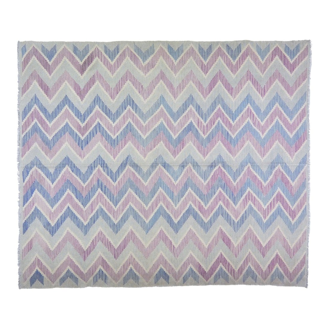 Modern Flatweave Wool Rug in Light Gray Afghan Design 6'10 x 8': Modern Flatweave Wool Rug in Light Gray Afghan Design 6'10 x 8' This contemporary Afghan flatweave rug is crafted from wool using traditional techniques and features a modern design sensibility. Its l