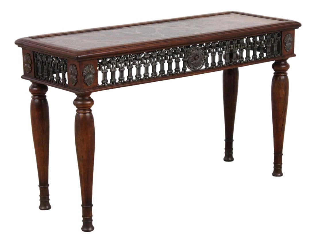 Mahogany Console Table with Marble Top by Theodore Alexander (1 of 10)