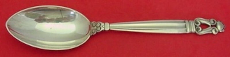 Georg Jensen Acorn Sterling Silver Dinner Spoon GJ Mark 7.5 Inch: Georg Jensen Acorn Sterling Silver Dinner Spoon GJ Mark 7.5 Inch Experience the elegance of the Acorn pattern by Georg Jensen with this exquisite sterling silver dinner spoon. Measuring 7 1/2 inches, 