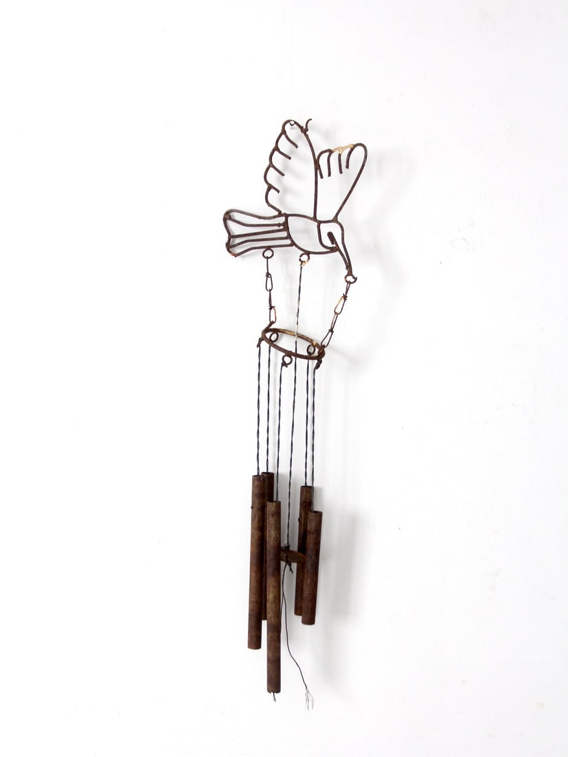 Handmade Wire Bird Metal Wind Chime Folk Art 29 inch (1 of 10)