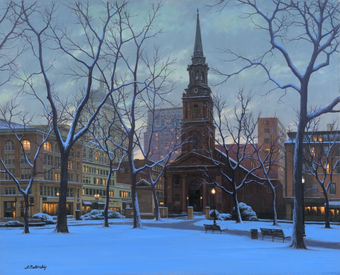 Alexei Butirskiy Signed Arlington Church Snowfall Giclee Canvas Print (1 of 1)