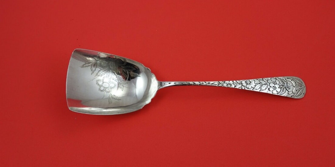 Brite-Cut Sterling Silver Berry Spoon 8 7/8 inch Floral Handle JS MacDonald: Brite-Cut Sterling Silver Berry Spoon 8 7/8 inch Floral Handle JS MacDonald This exquisite Brite-Cut berry spoon showcases a beautifully chased floral handle, crafted from high-quality sterling silver