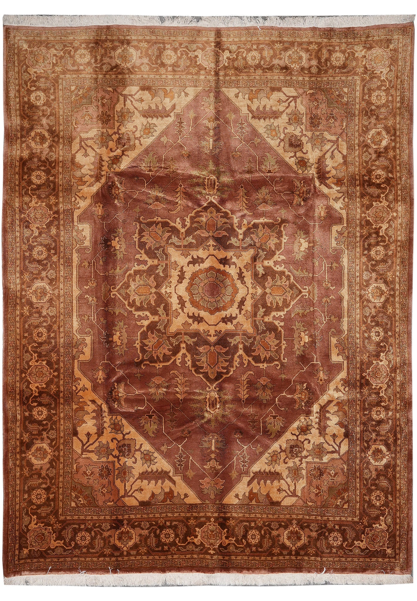 8.8 x 11.4 Authentic Persian Heriz Rug Brown Wool Hand Knotted: 8.8 x 11.4 Authentic Persian Heriz Rug Brown Wool Hand Knotted Free continental US Shipping This Authentic Persian Heriz rug features a bold geometric medallion design in a brown palette. It is hand-k