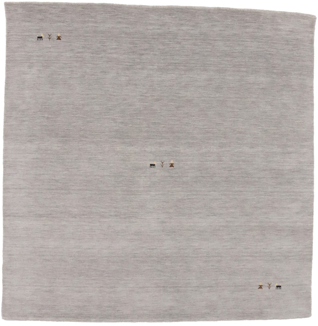 Handmade Modern Gray Gabbeh Pictorial Square Rug 6'1 x 6'0 Wool (1 of 14)