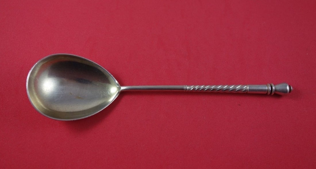 1896 Russian Sterling Silver Twisted Preserve Spoon 7 3/4" 2.37 ozt (1 of 2)