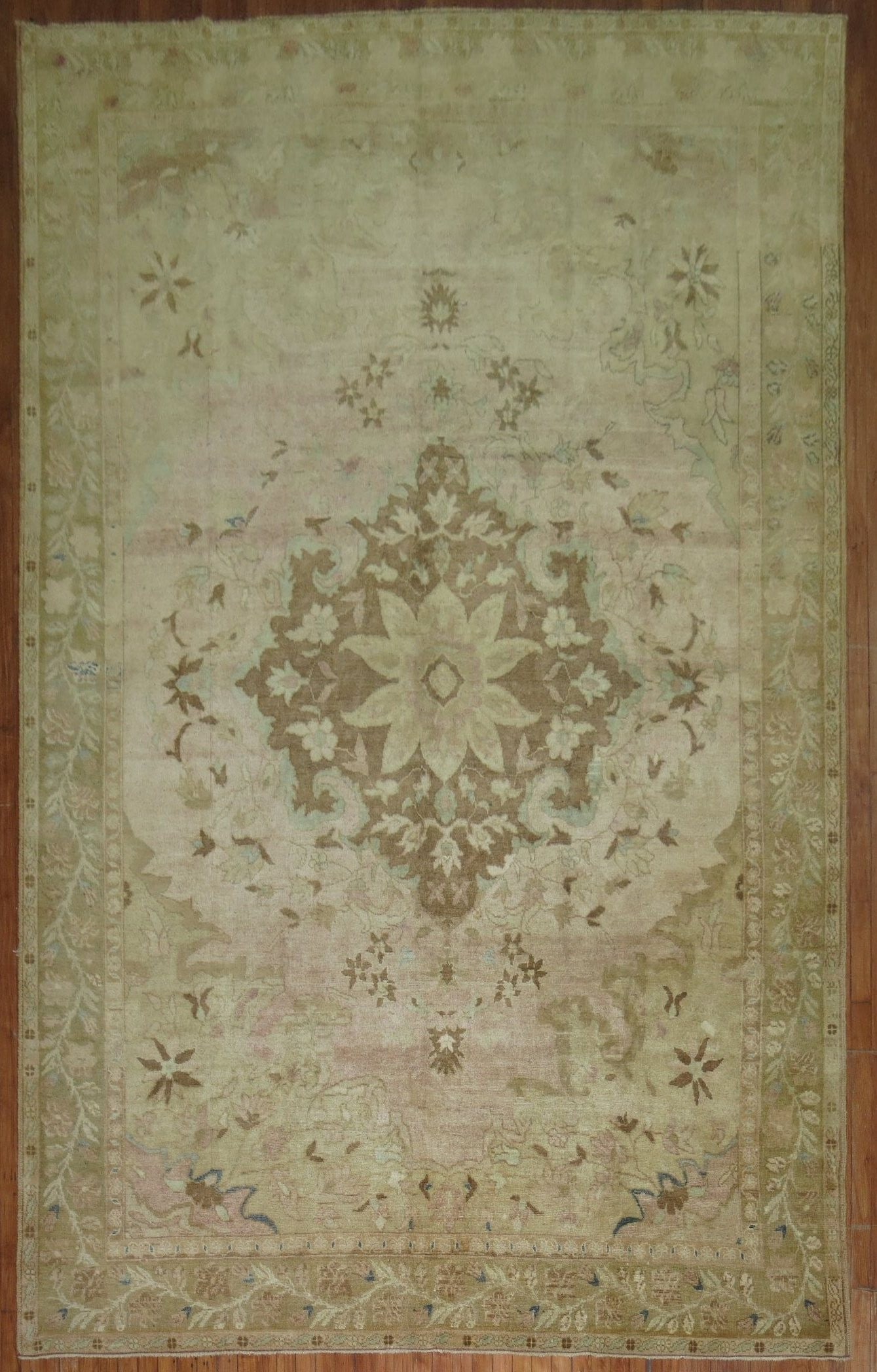 7' 11" x 12' 1" Kars Turkish Room Rug in Blush: 7' 11" x 12' 1" Kars Turkish Room Rug in Blush Vintage mid-20th century Turkish rug in a blush colorway. This room-size Kars rug offers a classic vintage look and is listed in pre-owned condition. Spe