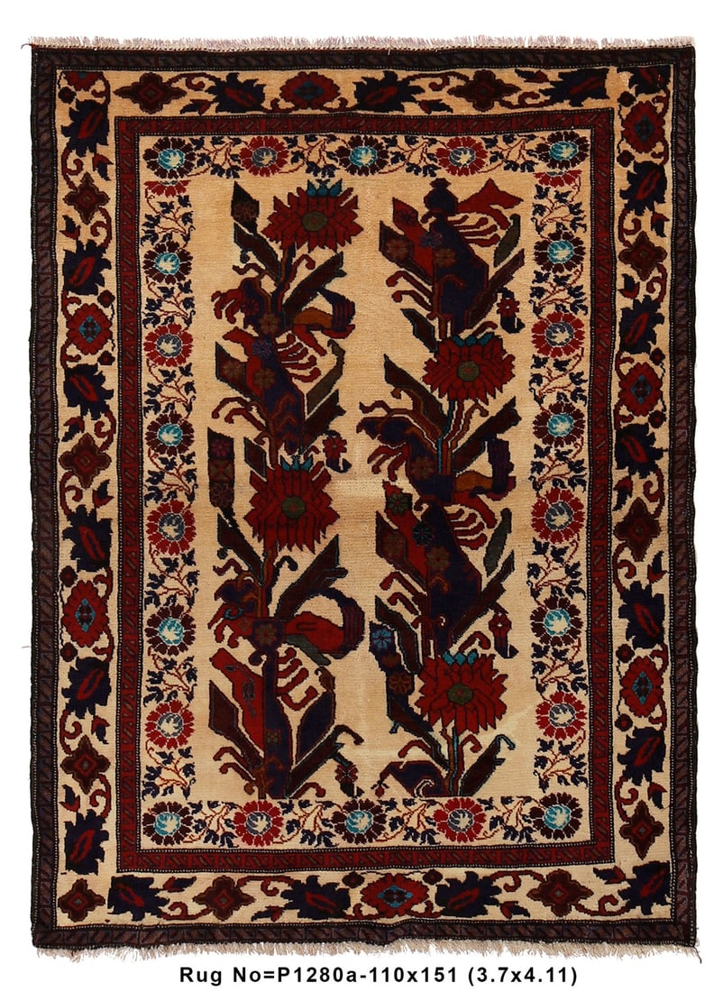 Handwoven 3.7 x 5.0 Tribal Wool Afghan Baluch Area Rug: Handwoven 3.7 x 5.0 Tribal Wool Afghan Baluch Area Rug Free continental US Shipping Introducing the 3.7 x 5.0 Tribal Wool Afghan Baluch Rug, a captivating addition to elevate your home decor. This han