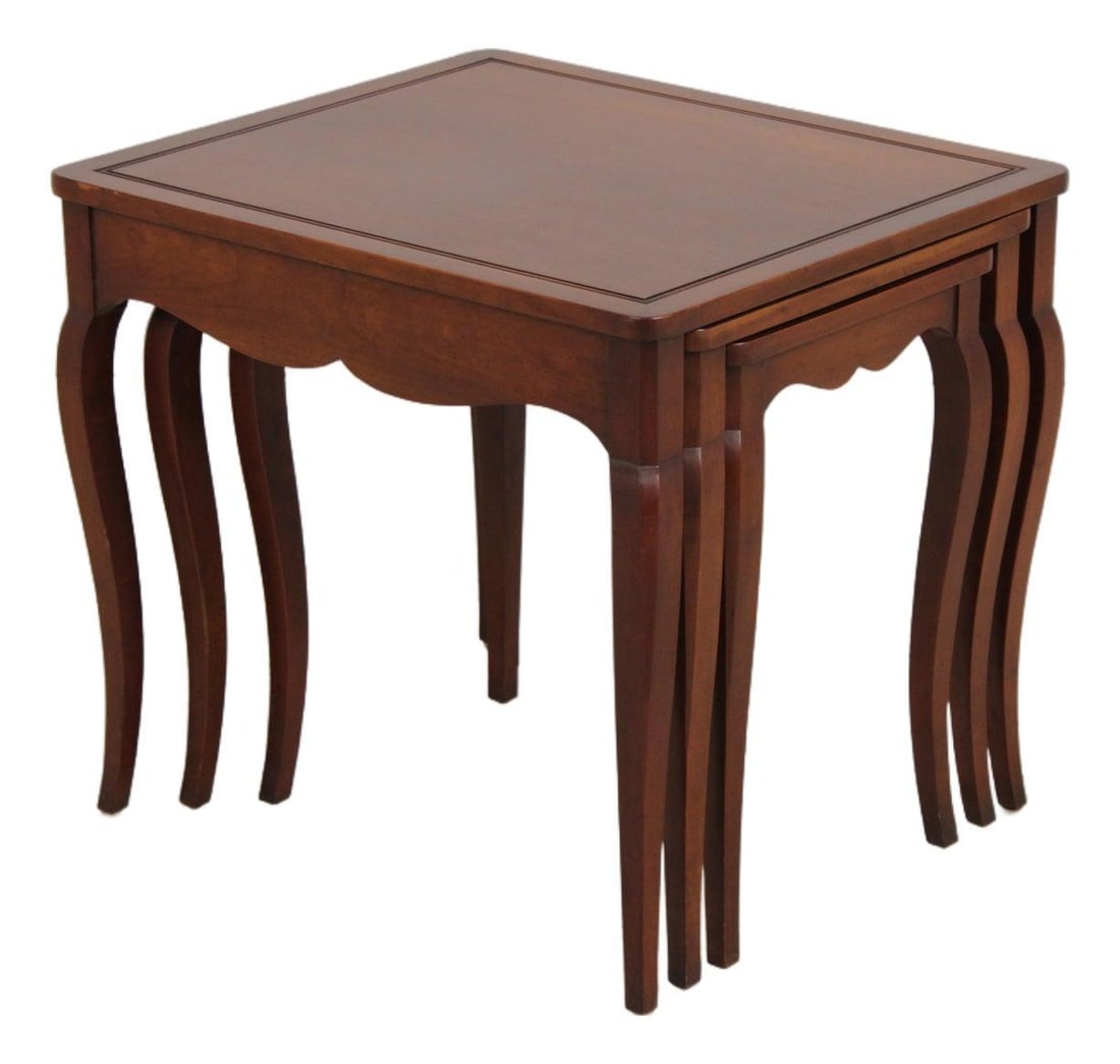 Henredon Cherry Wood Nesting Table French Style 21.5w x 25d x 22.5h (1 of 10)