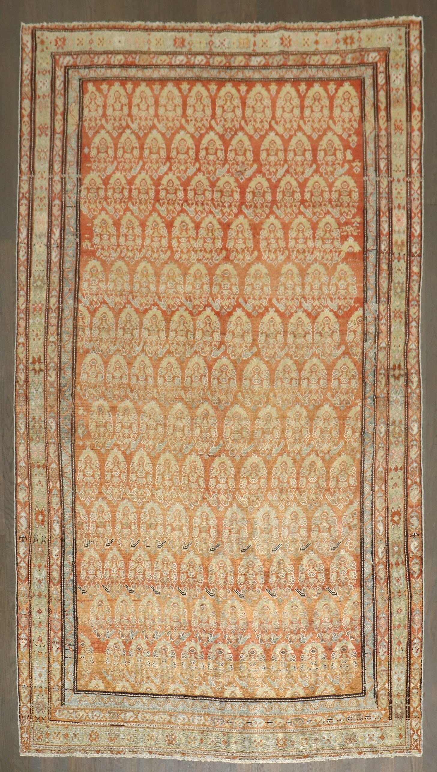 5' 3" x 8' 9" Antique Persian Malayer Rug Paisley: 5' 3" x 8' 9" Antique Persian Malayer Rug Paisley Antique Persian Malayer rug featuring an all-over paisley pattern in warm tones. This pre-owned piece dates to the 1st quarter of the 20th century. Sp