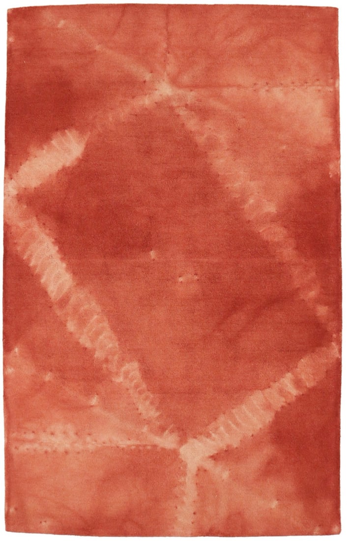 Hand-Tufted Coral Red Wool Modern Geometric Rug 5'0 x 8'0 Rectangle (1 of 12)