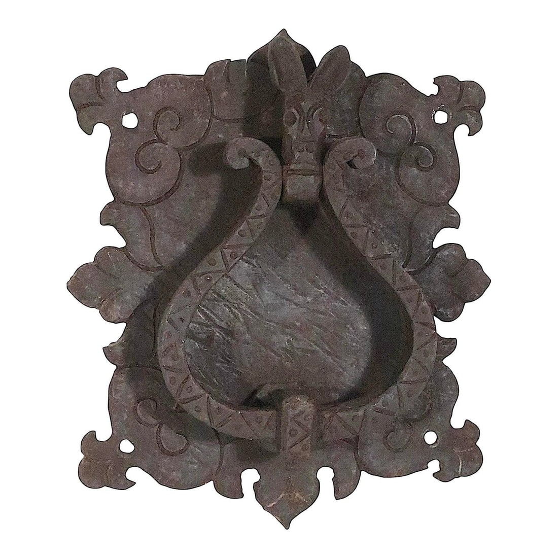 19th C Gothic Iron Door Knocker Hand Forged European (1 of 10)