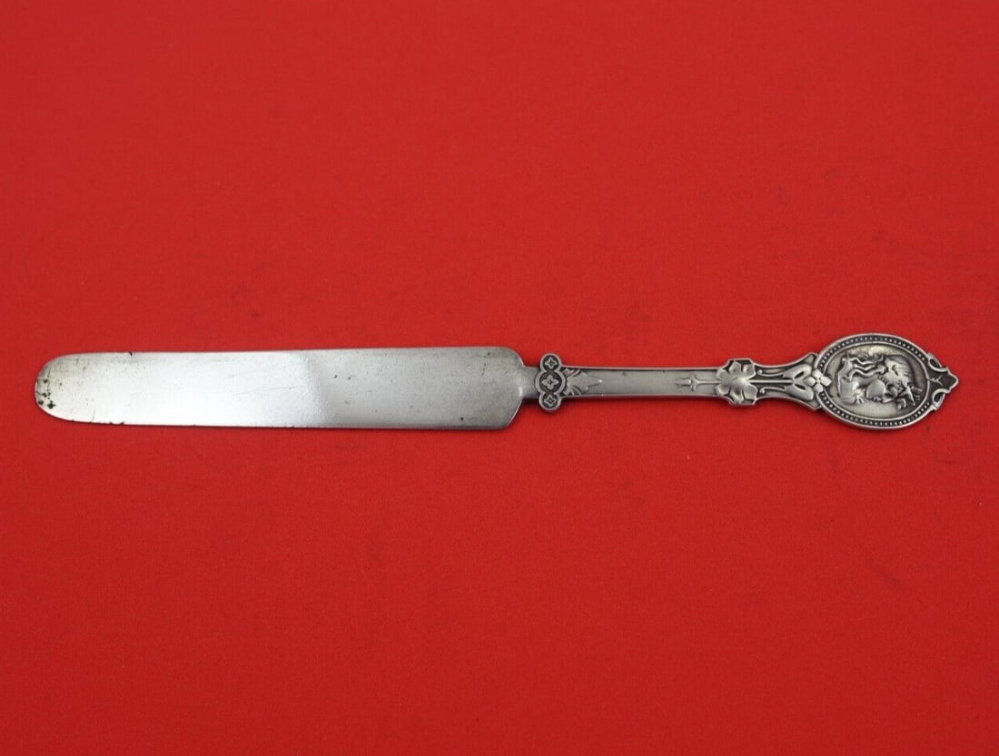 Hotchkiss Medallion Sterling Silver Dessert Knife 7" Monogrammed: Hotchkiss Medallion Sterling Silver Dessert Knife 7" Monogrammed This exquisite dessert knife features the elegant Medallion pattern by Hotchkiss and Schreuder. Crafted from high-quality sterling silv