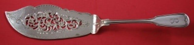 Fiddle Thread .800 German Silver 12 Inch Fish Server with Flower Motif (1 of 1)