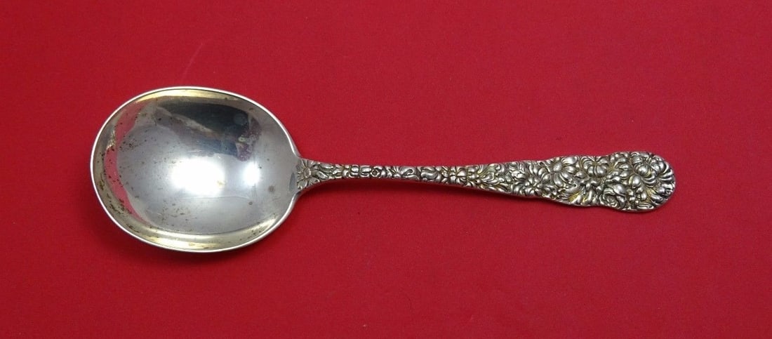 Stieff Chrysanthemum Sterling Silver 7 Inch Gumbo Soup Spoon: Stieff Chrysanthemum Sterling Silver 7 Inch Gumbo Soup Spoon This exquisite 7" gumbo soup spoon is crafted from high-quality sterling silver and showcases the elegant Chrysanthemum pattern by Stieff. 