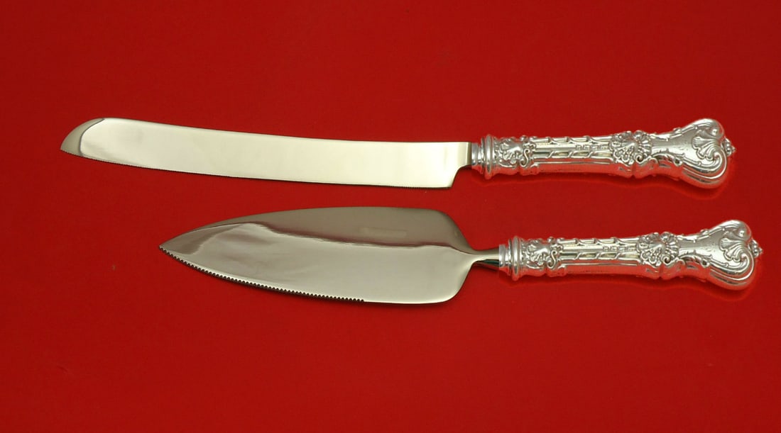 Whiting King Edward Sterling Silver Wedding Cake Set 2pc Monogrammed (1 of 1)