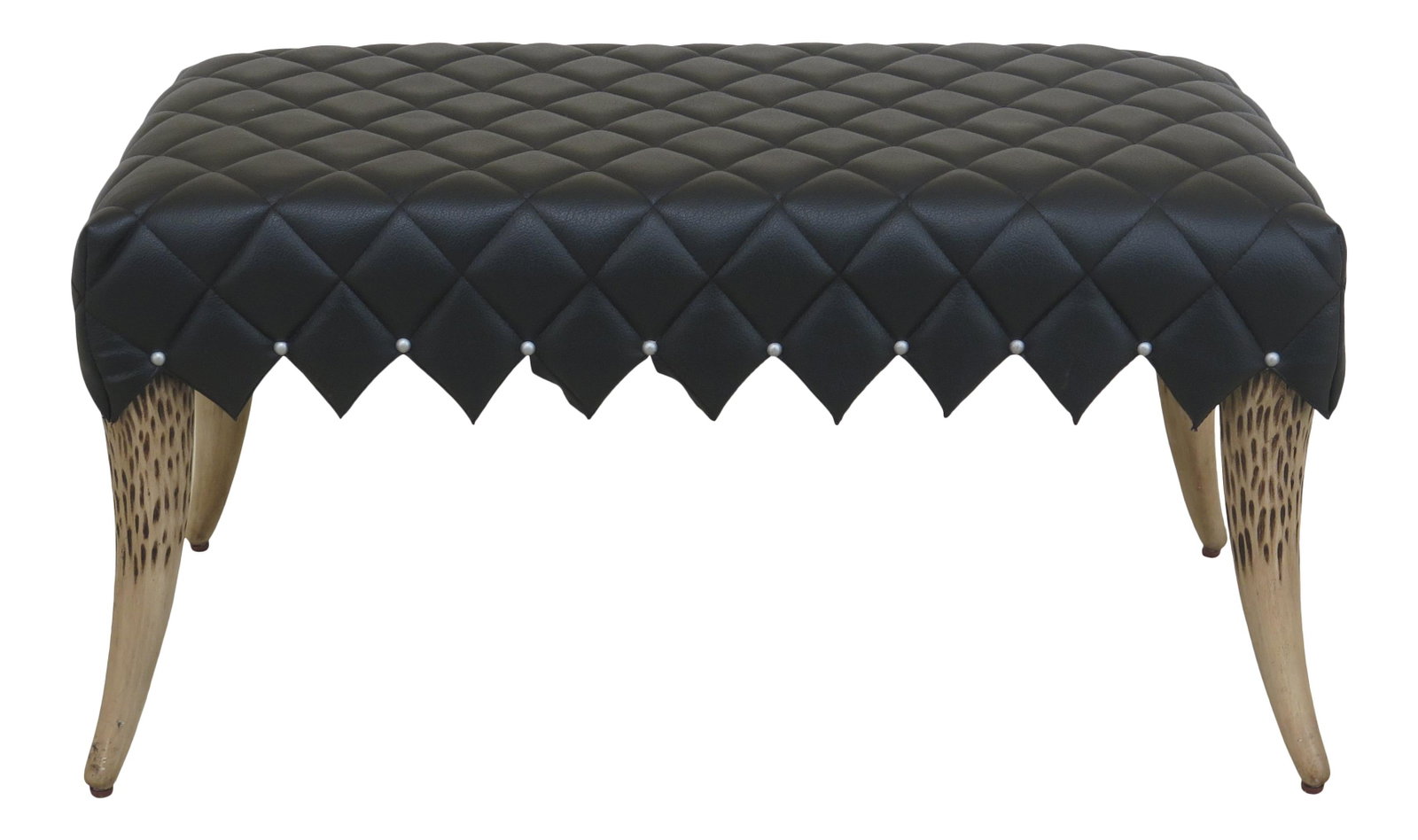 Modern Black Leather Bench with Faux Tusk Legs 37x19x20 (1 of 6)