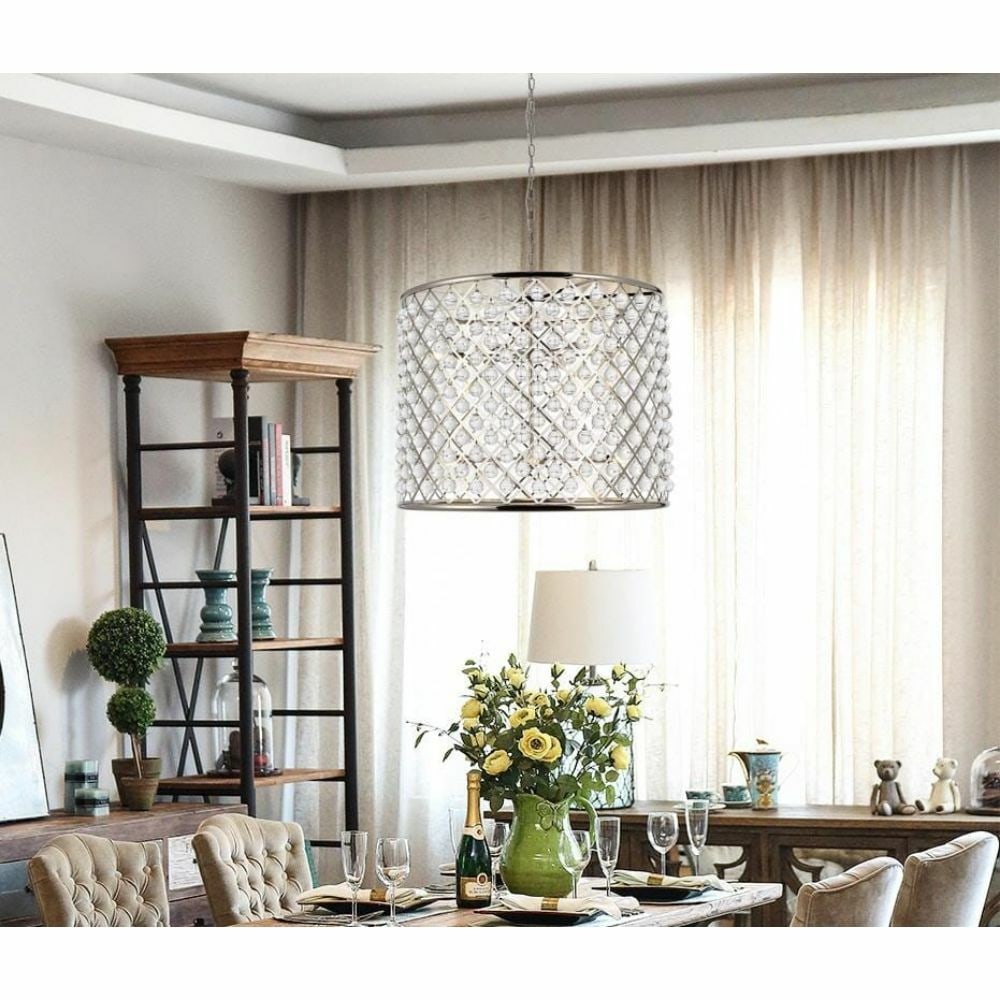Madison 12-Light Crystal Chandelier Polished Nickel 35.5 inch: Madison 12-Light Crystal Chandelier Polished Nickel 35.5 inch This large, modern crystal chandelier features a polished nickel finish and is designed to make a statement in dining rooms, foyers, or li