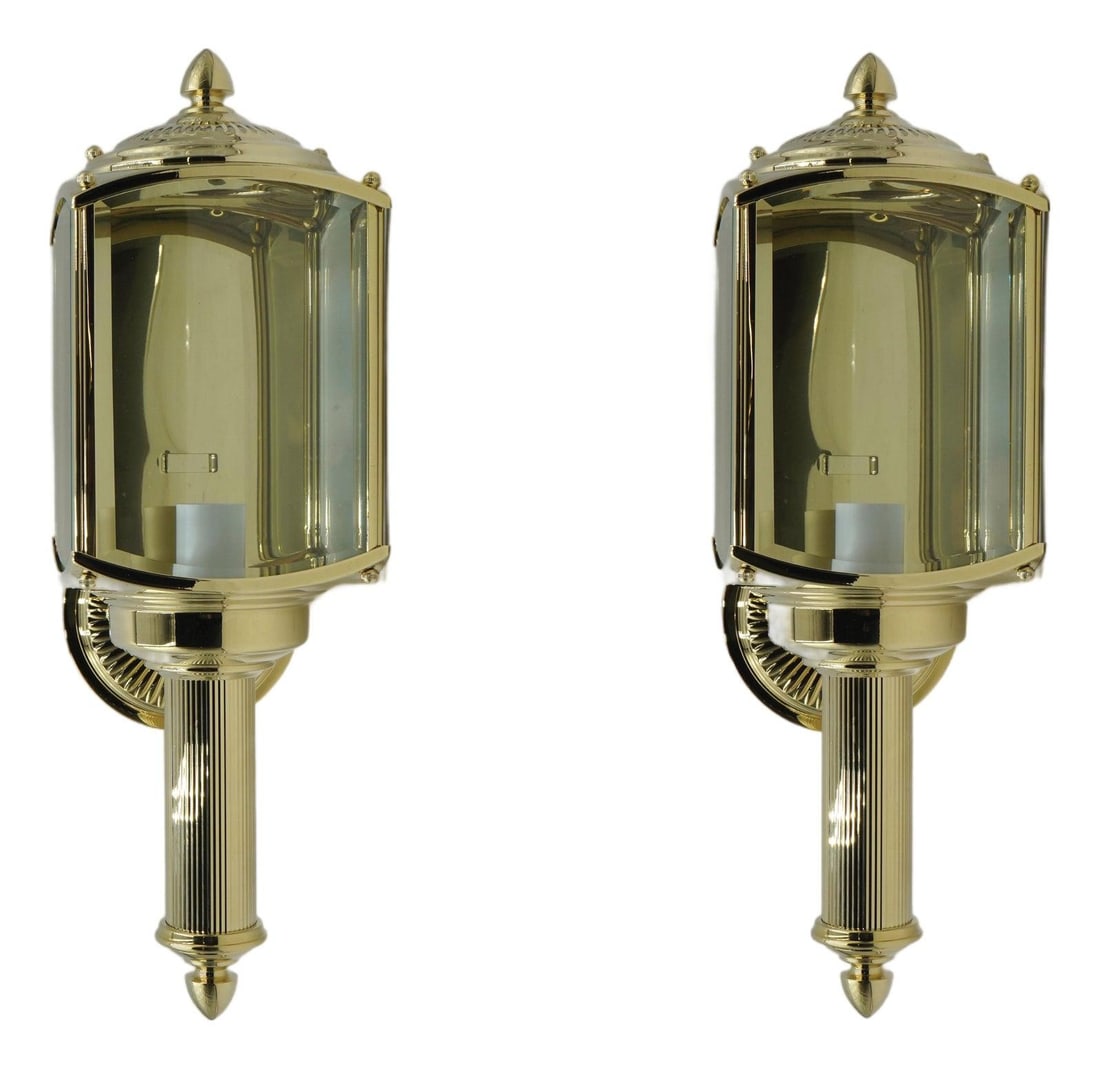 Pair of Baldwin brass exterior lantern lamps Colonial style 21h (1 of 10)