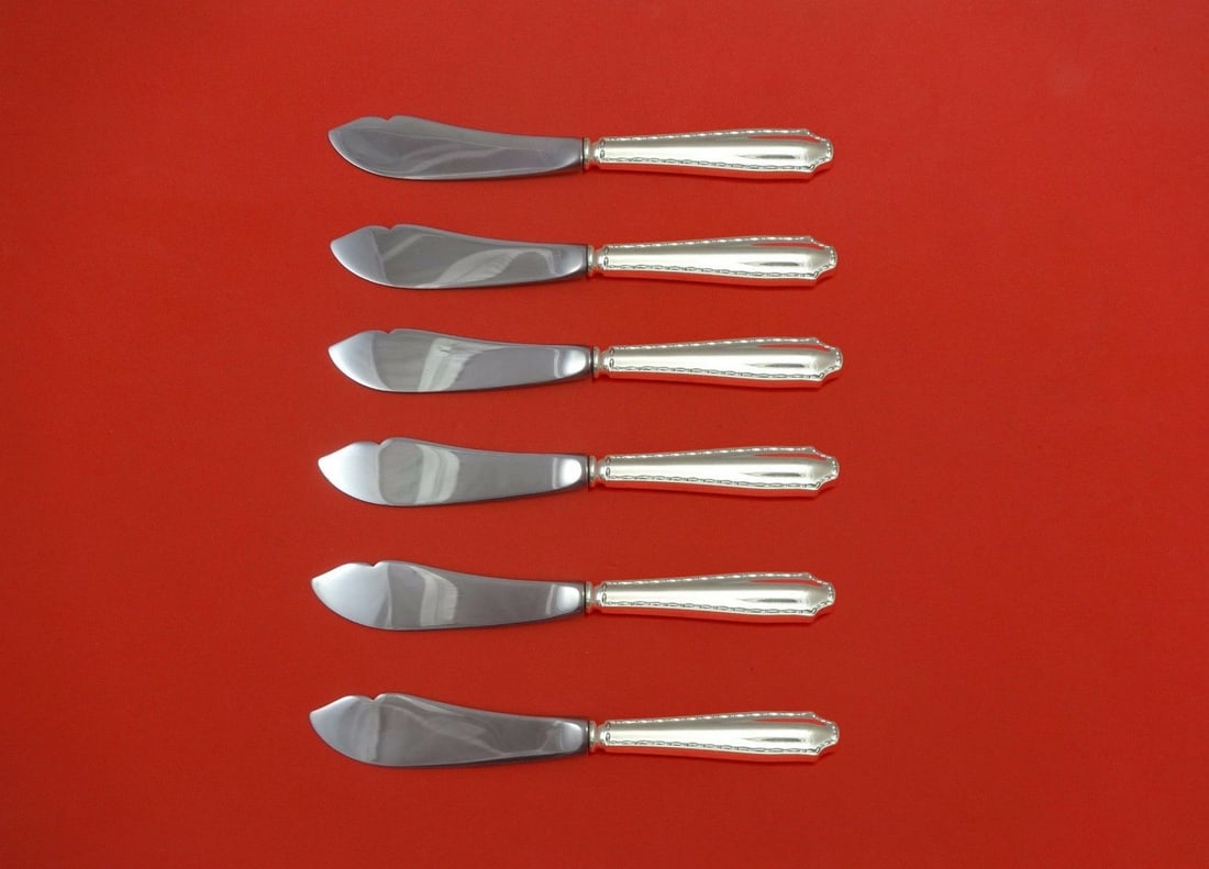 Tiffany & Co. Marquise Sterling Silver Trout Knife Set 6pc Custom Made: Tiffany & Co. Marquise Sterling Silver Trout Knife Set 6pc Custom Made This exquisite 6-piece trout knife set features the prestigious Marquise pattern by Tiffany & Co. Each knife is crafted with a st