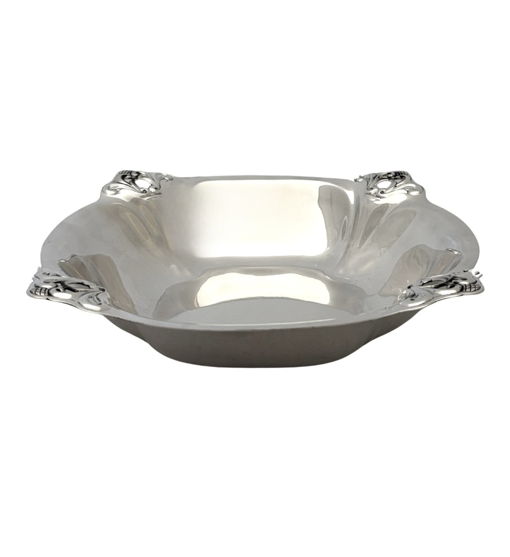 Handcrafted Ornate Pierced Royal Danish 925 Sterling Silver Antique Dish: Handcrafted Ornate Pierced Royal Danish 925 Sterling Silver Antique Dish This antique Royal Danish dish is crafted from 925 sterling silver and features handmade, ornate pierced designs with a shiny, 