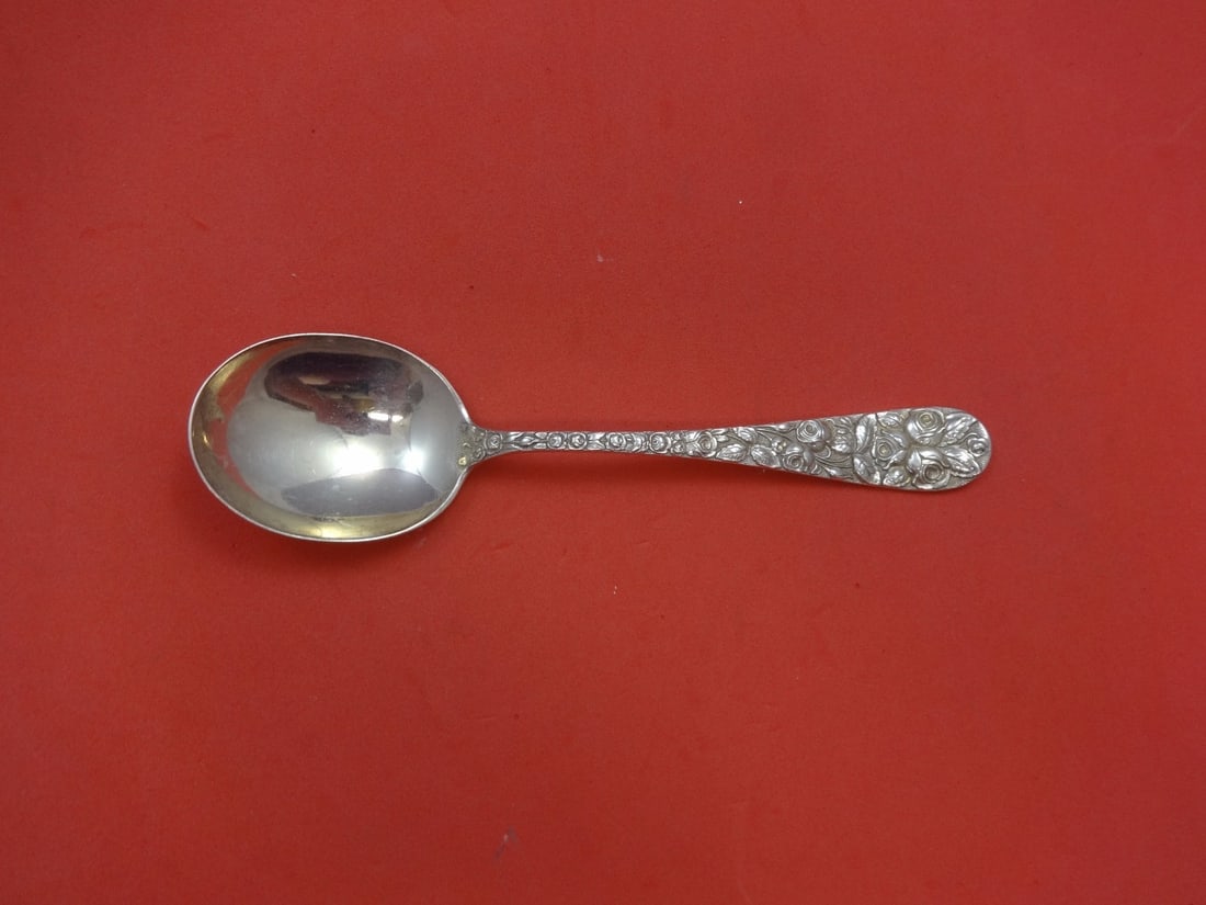 Schofield Sterling Silver Baltimore Rose Gumbo Spoon 7 1/8": Schofield Sterling Silver Baltimore Rose Gumbo Spoon 7 1/8" This exquisite gumbo soup spoon, crafted by Schofield, features the elegant Baltimore Rose Plain Back pattern. Made from high-quality sterli