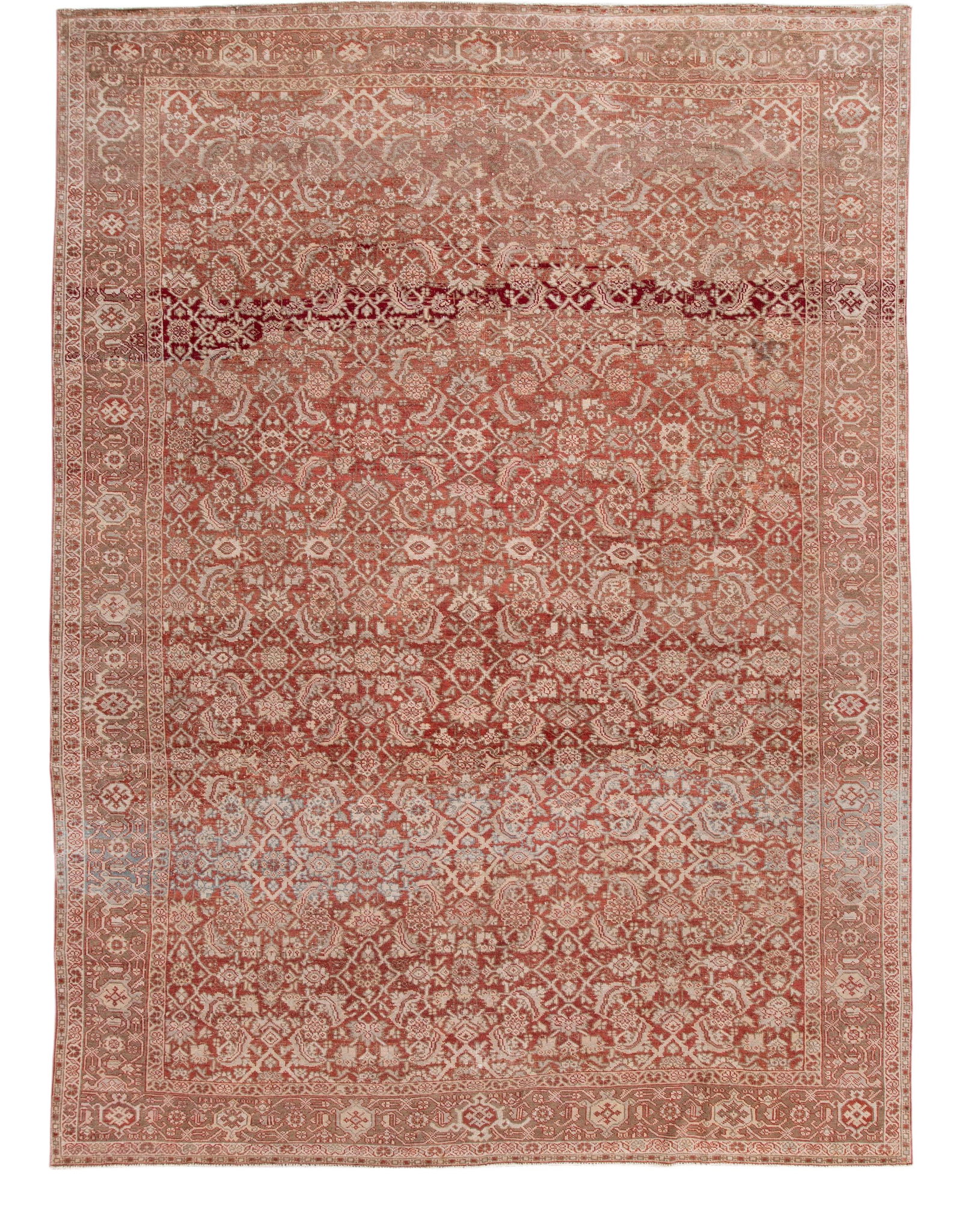 Antique Mahal Handmade Wool Rug Red Floral Geometric 9'5 x 12'10 (1 of 10)