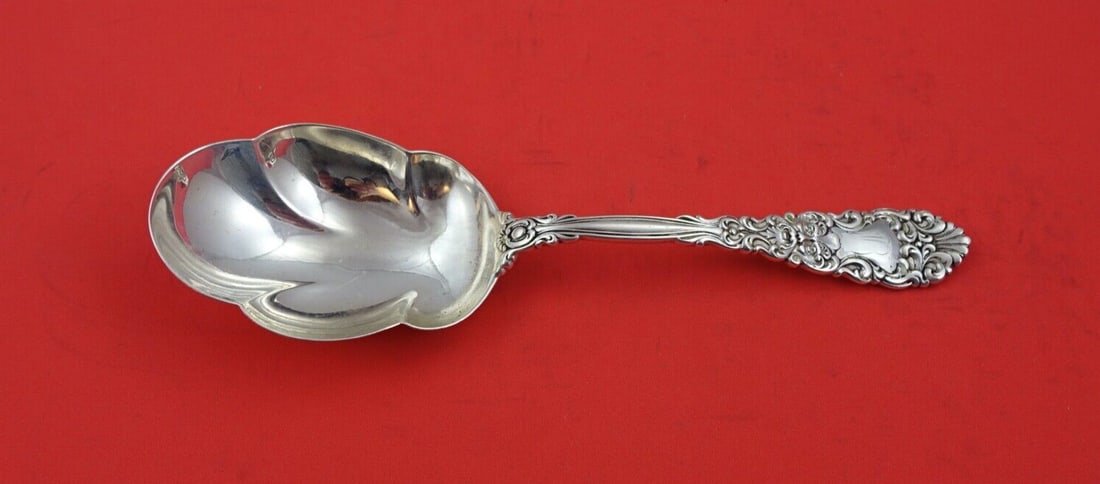 Dominick & Haff Renaissance Sterling Silver Preserve Spoon 3-Lobed 8": Dominick & Haff Renaissance Sterling Silver Preserve Spoon 3-Lobed 8" This exquisite serving spoon is a sterling silver preserve spoon from the Renaissance pattern by Dominick & Haff, crafted between 