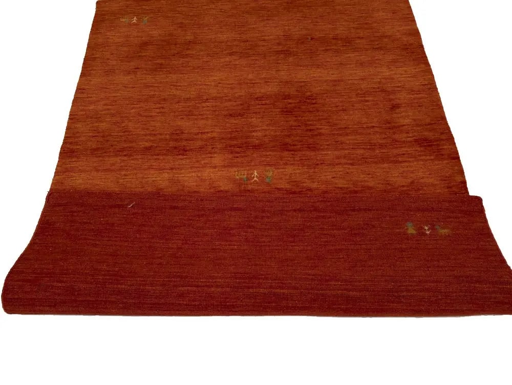 Contemporary Orange-Red Gabbeh Wool Rug 4'2 x 5'11 Rectangular - 12