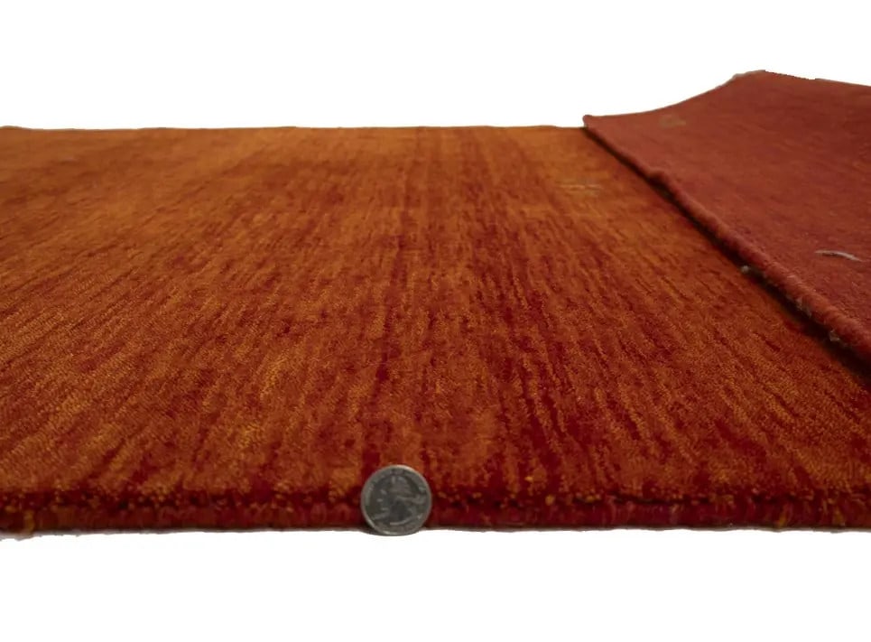 Contemporary Orange-Red Gabbeh Wool Rug 4'2 x 5'11 Rectangular - 13