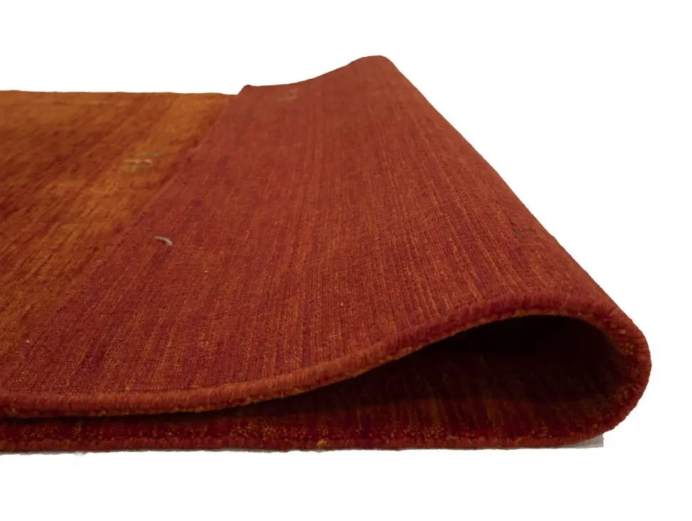 Contemporary Orange-Red Gabbeh Wool Rug 4'2 x 5'11 Rectangular - 14