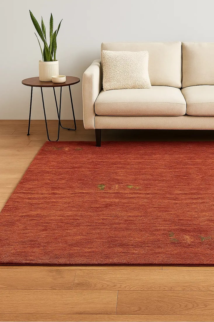 Contemporary Orange-Red Gabbeh Wool Rug 4'2 x 5'11 Rectangular - 2