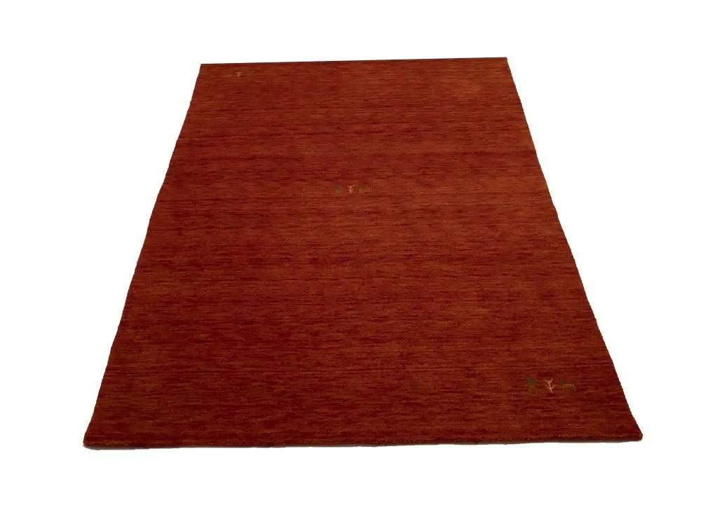Contemporary Orange-Red Gabbeh Wool Rug 4'2 x 5'11 Rectangular - 3