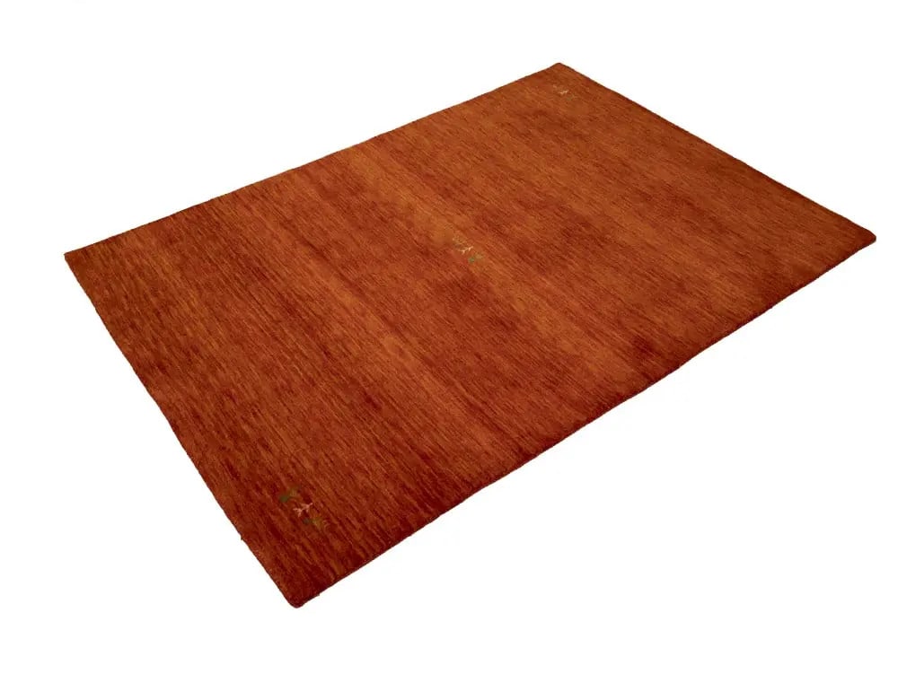 Contemporary Orange-Red Gabbeh Wool Rug 4'2 x 5'11 Rectangular - 4