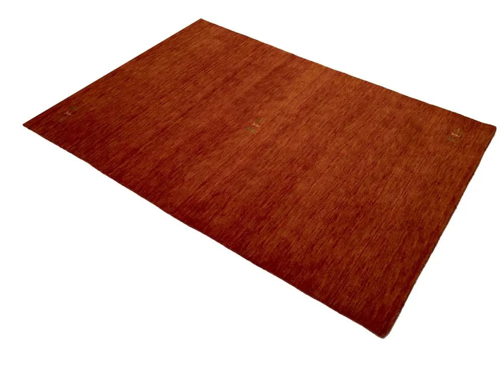 Contemporary Orange-Red Gabbeh Wool Rug 4'2 x 5'11 Rectangular - 5
