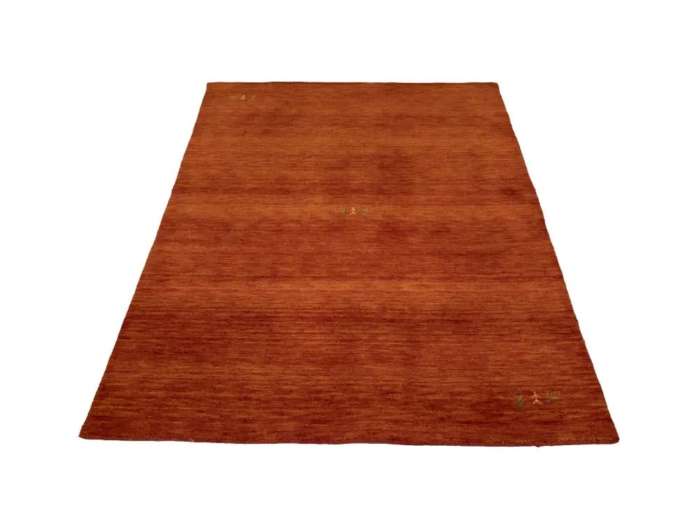 Contemporary Orange-Red Gabbeh Wool Rug 4'2 x 5'11 Rectangular - 6