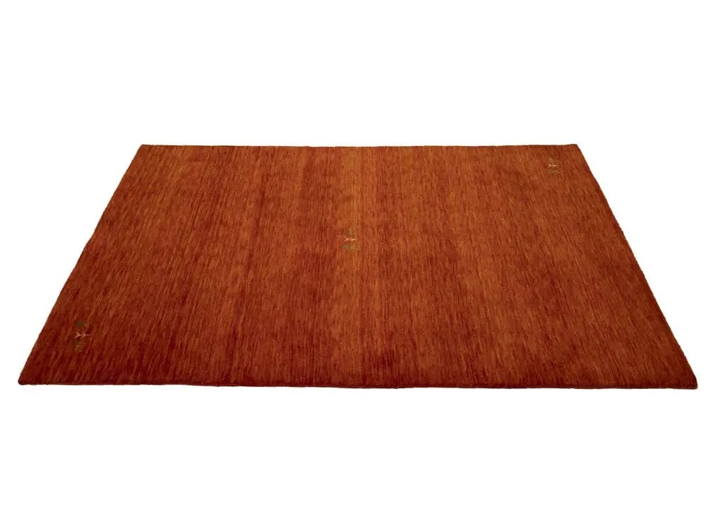 Contemporary Orange-Red Gabbeh Wool Rug 4'2 x 5'11 Rectangular - 8
