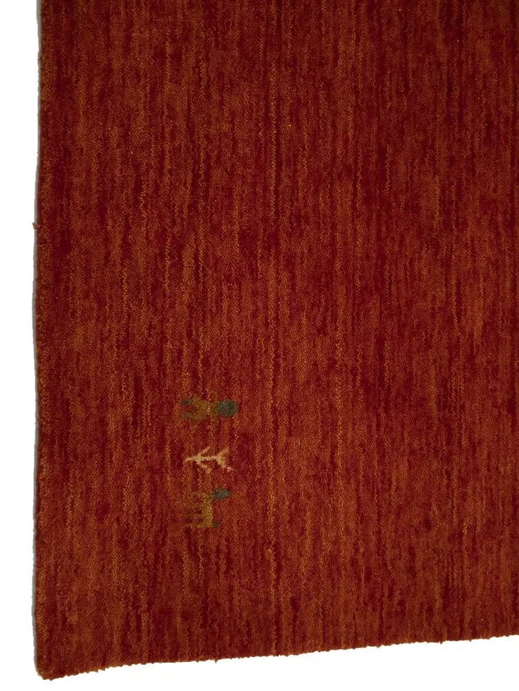 Contemporary Orange-Red Gabbeh Wool Rug 4'2 x 5'11 Rectangular - 9