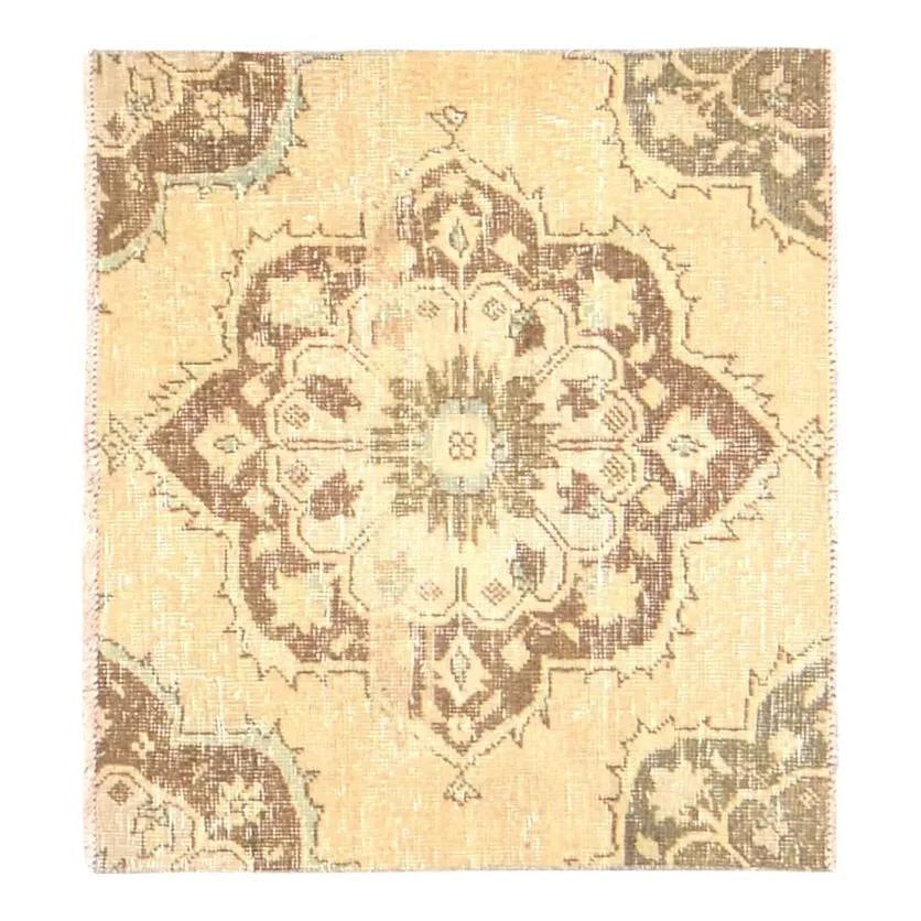 Anatolian Wool Hand-Knotted Rug Peach 2'7" x 2'9" Vintage: Anatolian Wool Hand-Knotted Rug Peach 2'7" x 2'9" Vintage This vintage Turkish Anatolian rug is hand-knotted from wool using traditional techniques, offering a blend of timeless craftsmanship and