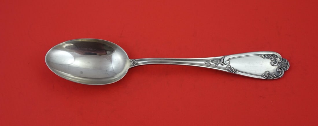 Sterling Silver Verona Pattern Serving Spoon 9 7/8 Inch Marked Fina: Sterling Silver Verona Pattern Serving Spoon 9 7/8 Inch Marked Fina Presenting the Verona serving spoon, a stunning piece crafted from sterling silver by renowned makers Fortunoff and Buccellati from 